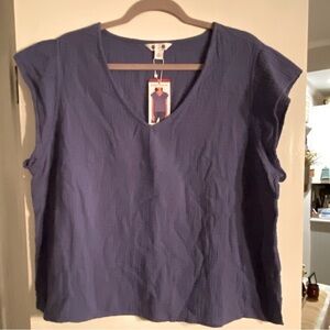 NWT - Three Dots Gauzy Cotton Blouse Women's XL Periwinkle MSRP $138